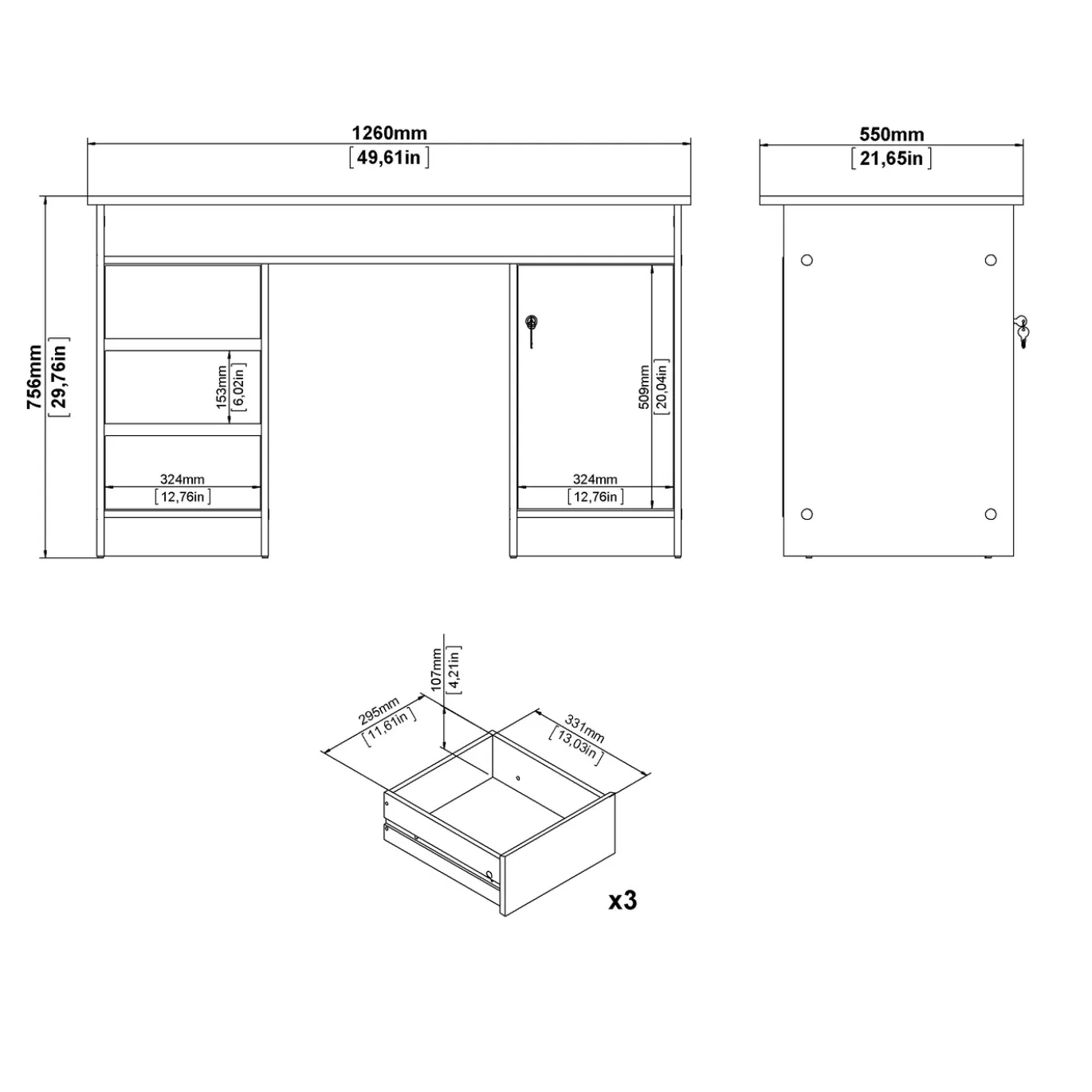 Kantoorbureau Function Plus Wit Jackson Hickory - Giga Living