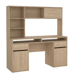 Kantoorbureau Function Plus Jackson Hickory Met Bovenkast - Giga Living