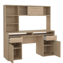 Kantoorbureau Function Plus Jackson Hickory Met Bovenkast - Giga Living