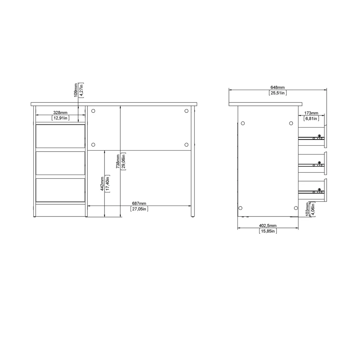 Kantoorbureau Function Plus Wit Hoogglans 102cm - Giga Living
