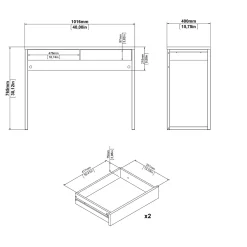 Kantoorbureau Function Plus Wit Hoogglans 102cm - Giga Living