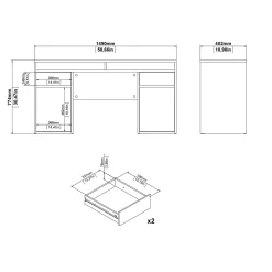 Kantoorbureau Function Plus Jackson Hickory 150cm - Giga Living