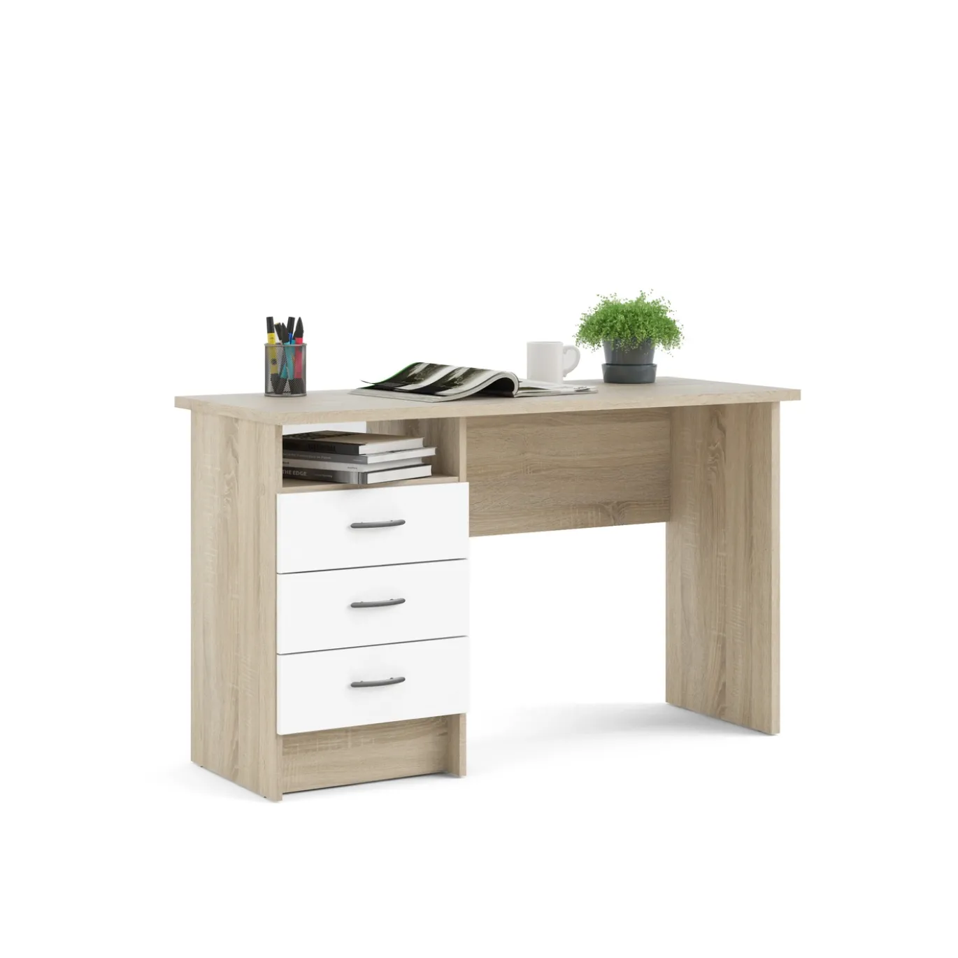 Kantoorbureau Function Plus Wit/Naturel 3-lades - Giga Living