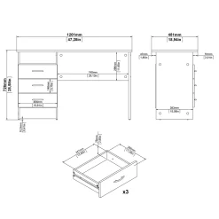 Kantoorbureau Function Plus Wit/Naturel 3-lades - Giga Living