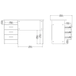 Kantoorbureau Function Plus Wit/Naturel 3-lades - Giga Living