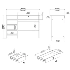 Kantoorbureau Function Plus Jackson Hickory Met Lade - Giga Living