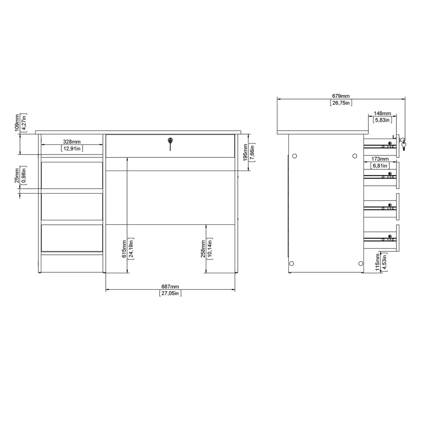Kantoorbureau Function Plus Jackson Hickory Met Lade - Giga Living