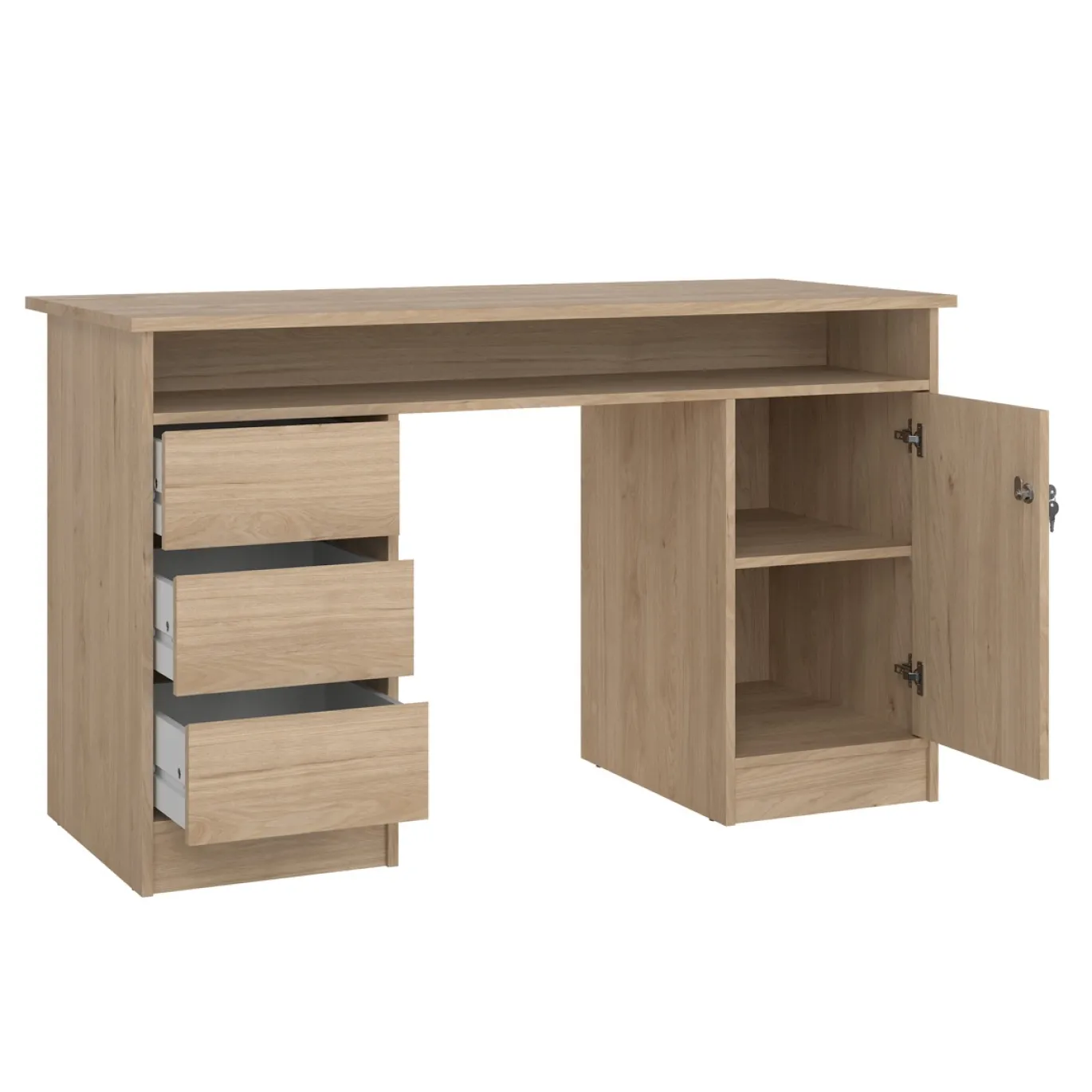 Kantoorbureau Function Plus Jackson Hickory Dicht + 3-lades - Giga Living