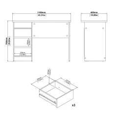 Kantoorbureau Function Plus Jackson Hickory 3-lades - Giga Living