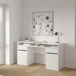 Kantoorbureau Function Plus Wit Hoogglans Dicht + 2-lades - Giga Living