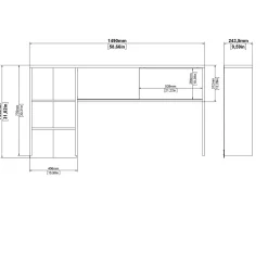 Kantoorbureau Function Plus Wit Hoogglans 1-schuifdeur - Giga Living