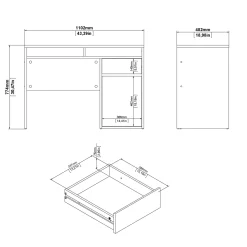 Kantoorbureau Function Plus Jackson Hickory 110cm - Giga Living