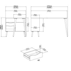 Kantoorbureau Oslo Wit/Naturel - Giga Living