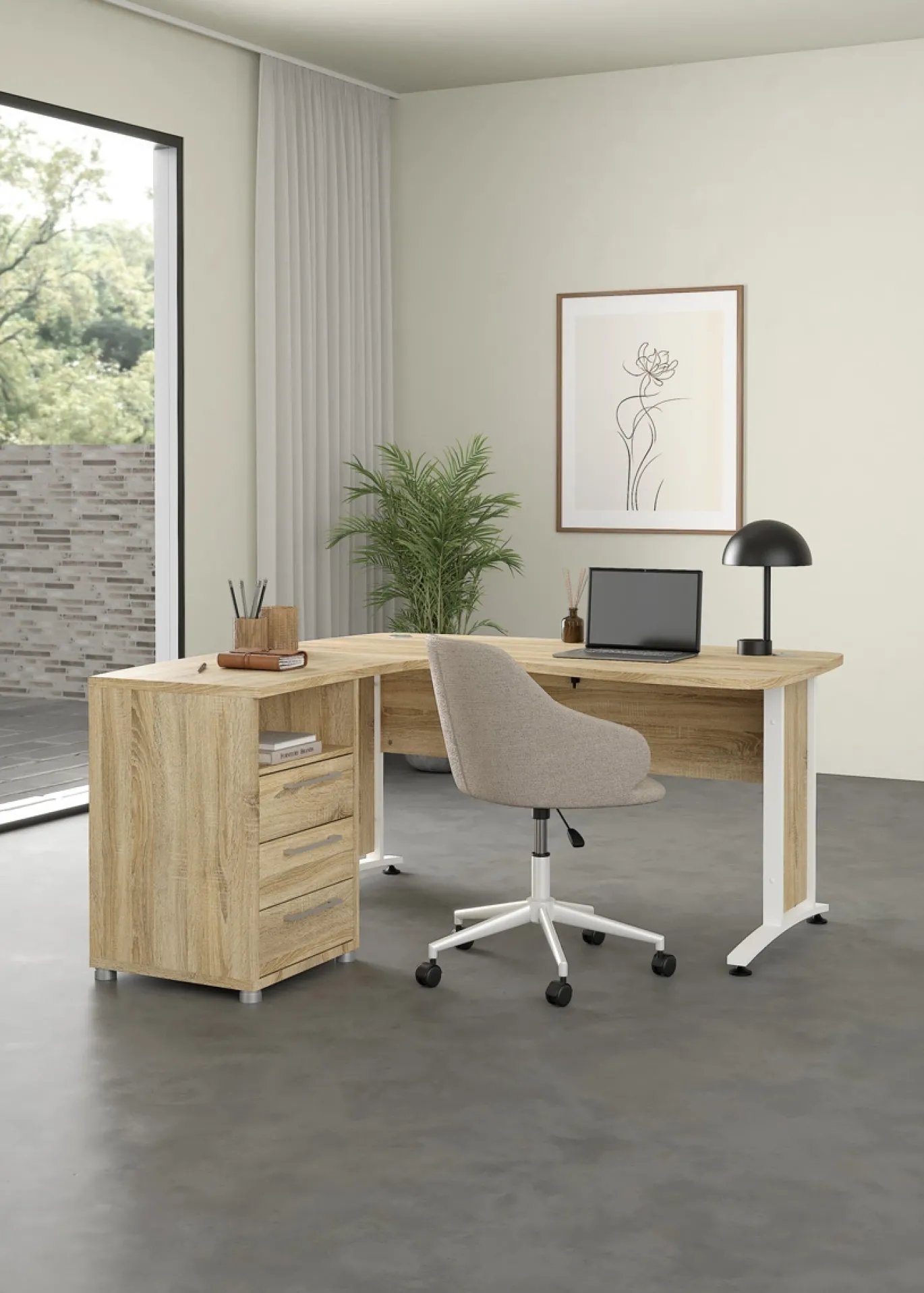 Kantoorbureau Prima Wit/Naturel - Giga Living