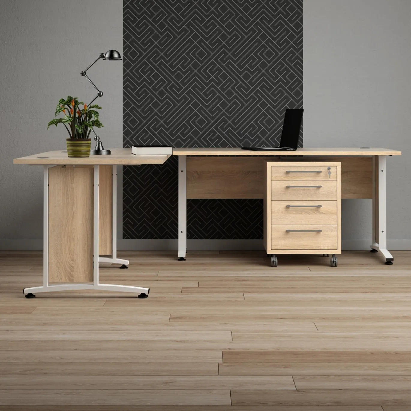 Kantoorbureau Prima Wit/Naturel 230x200cm - Giga Living