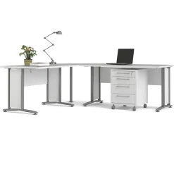 Kantoorbureau Prima Wit Zilvergrijs Staal 200x230cm - Giga Living