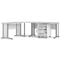 Kantoorbureau Prima Wit Zilvergrijs Staal 200x230cm - Giga Living