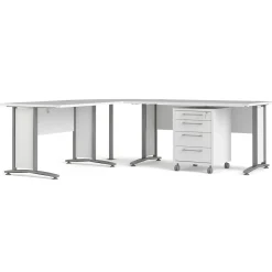 Kantoorbureau Prima Wit Zilvergrijs Staal 200x230cm - Giga Living