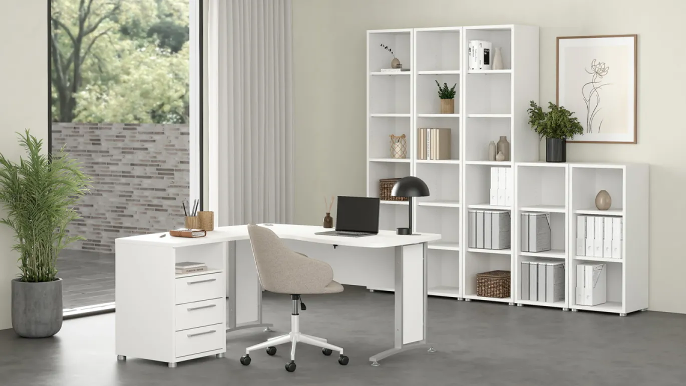Kantoorbureau Prima Wit Zilvergrijs Staal - Giga Living