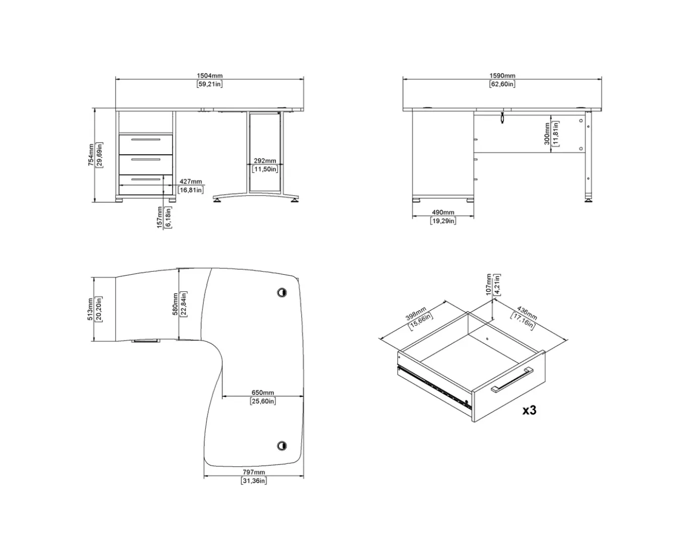 Kantoorbureau Prima Wit Zilvergrijs Staal - Giga Living