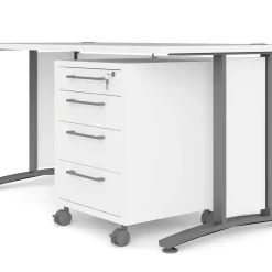 Kantoorbureau Prima Wit Zilvergrijs Staal Met Lades 150x80cm - Giga Living