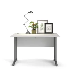 Kantoorbureau Prima Wit Zilvergrijs Staal 120x80cm - Giga Living
