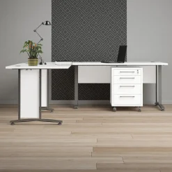 Kantoorbureau Prima Wit Zilvergrijs Staal 230x200cm - Giga Living