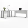Kantoorbureau Prima Wit Zilvergrijs Staal Met Lades 200x230cm - Giga Living