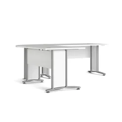 Kantoorbureau Prima Wit Zilvergrijs Staal Met Lades 200x230cm - Giga Living