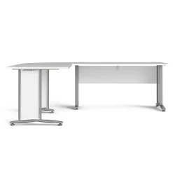 Kantoorbureau Prima Wit Zilvergrijs Staal Met Lades 200x230cm - Giga Living