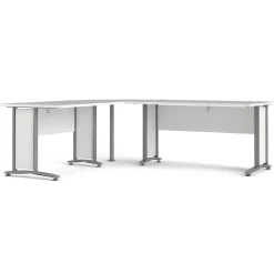 Kantoorbureau Prima Wit Zilvergrijs Staal Met Lades 200x230cm - Giga Living