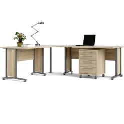 Kantoorbureau Prima Zilvergrijs Staal Naturel 230x200cm - Giga Living