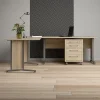 Kantoorbureau Prima Zilvergrijs Staal Naturel Met Lades 200x230cm - Giga Living