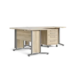Kantoorbureau Prima Zilvergrijs Staal Naturel Met Lades 200x230cm - Giga Living