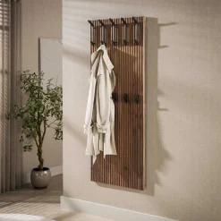 Kapstok Panel Hoog 10 Haken Massief Acacia/Bruin - Giga Meubel