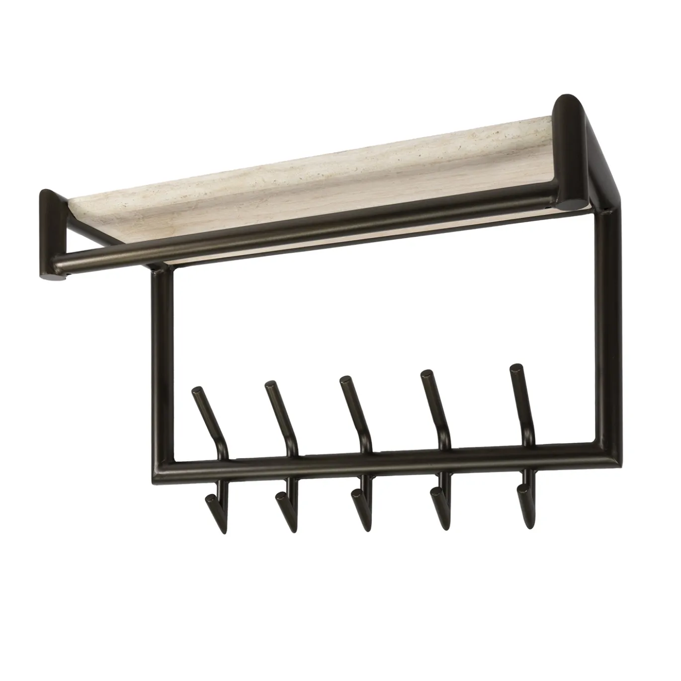 Kapstok Terra Roede En Hoedenplank 2x5 Haken 65cm Melamine Travertin - Giga Meubel