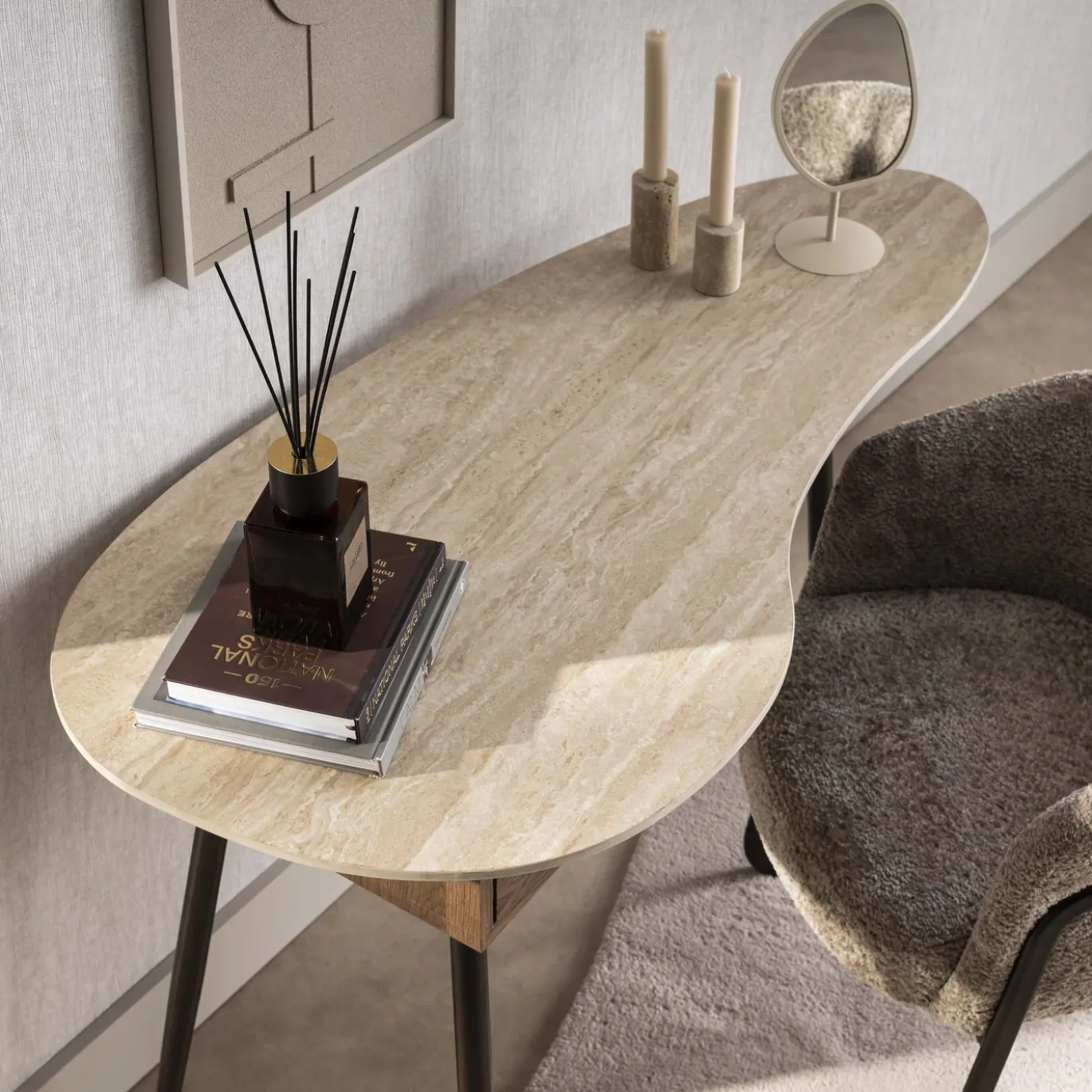 Kaptafel Travino 1 Lade Keramiek Travertin - Giga Meubel