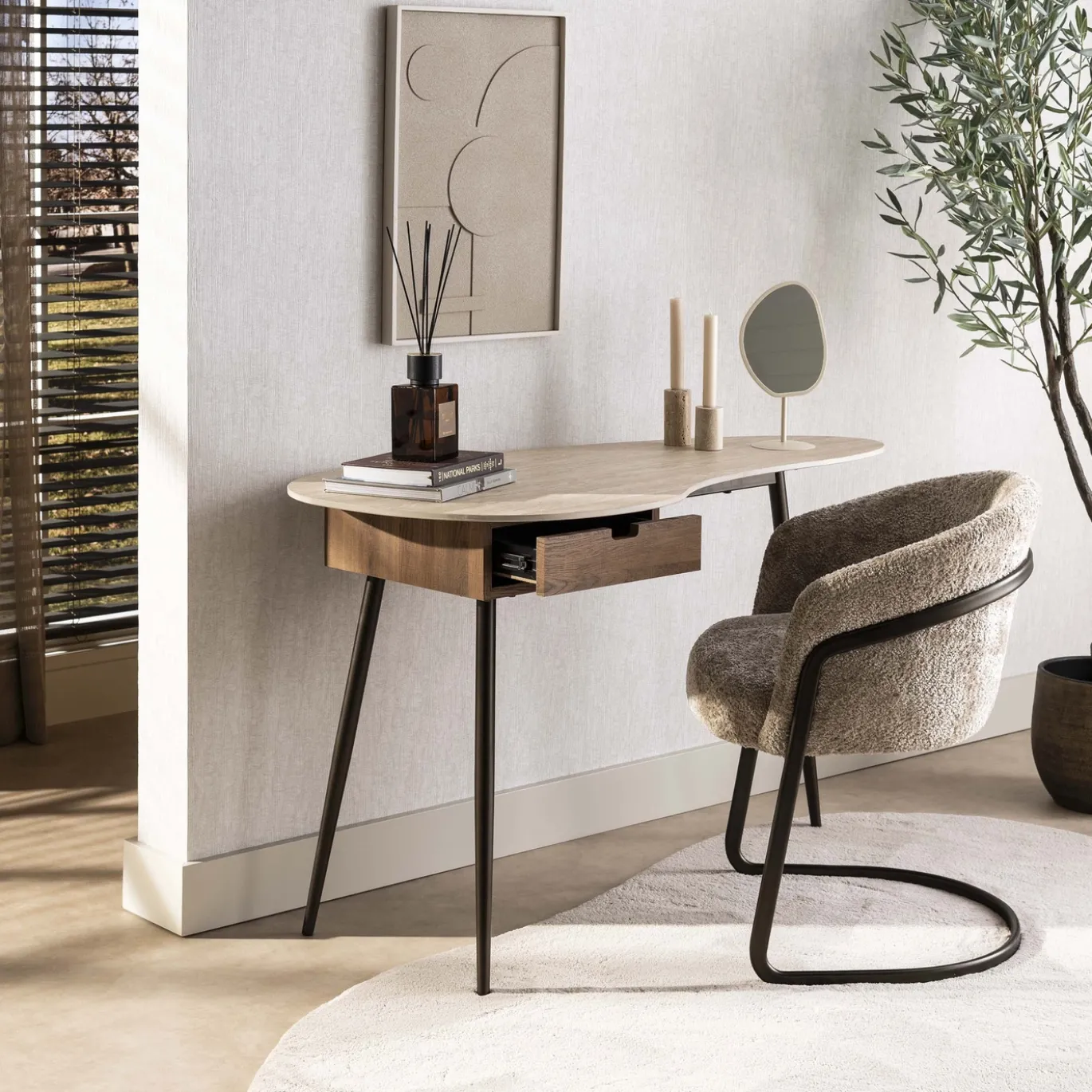 Kaptafel Travino 1 Lade Keramiek Travertin - Giga Meubel