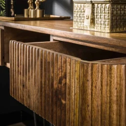 Kaptafel Wave 2 Lades Massief Mango Zandkleur - Giga Meubel
