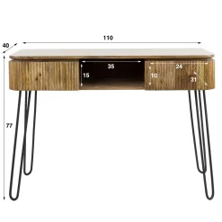 Kaptafel Wave 2 Lades Massief Mango Zandkleur - Giga Meubel