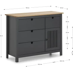 Kast Bruna 3L1dr1d Wax/grijs Antraciet - Giga Meubel