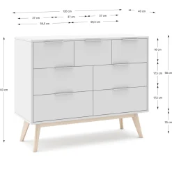 Kast Campus 4+3L Wit Wax - Giga Meubel
