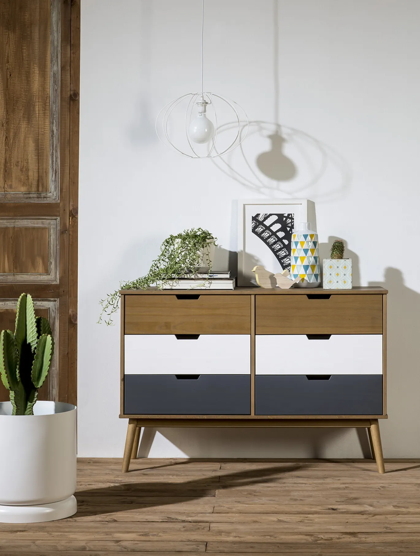 Kast Cusco 6dr Wax/t, Grijs-wit - Giga Meubel