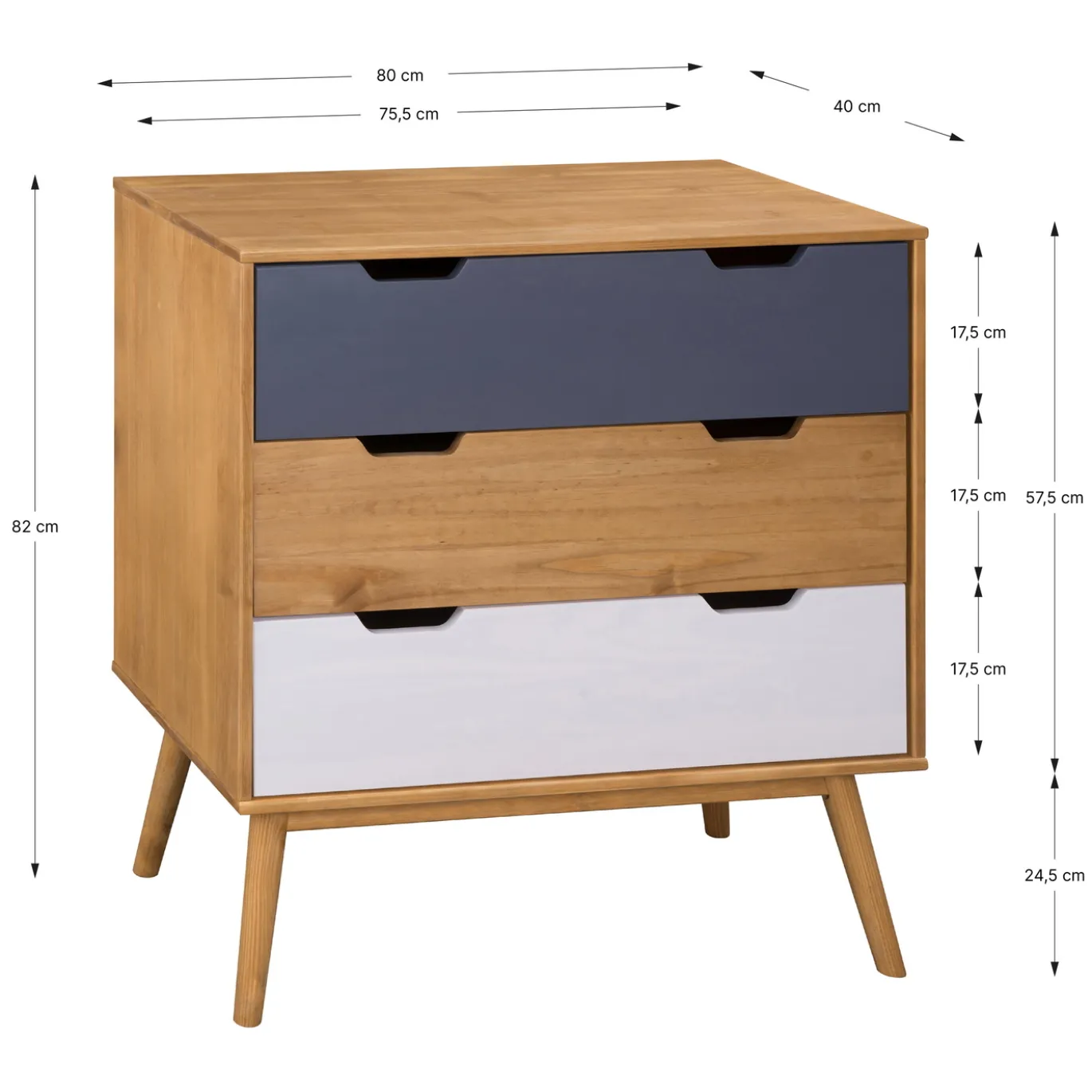 Kast Cusco 3L Wax/t, Grijs-wit - Giga Meubel