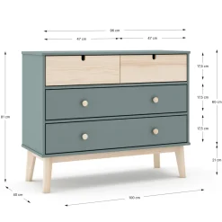 Kast Estefania 2+2L Khaki Groen/wit Wax - Giga Meubel