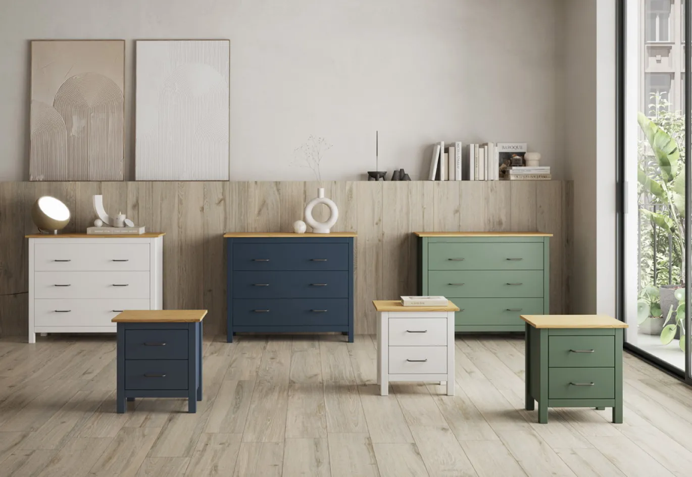Kast Miranda 3L Blauw Wax - Giga Meubel