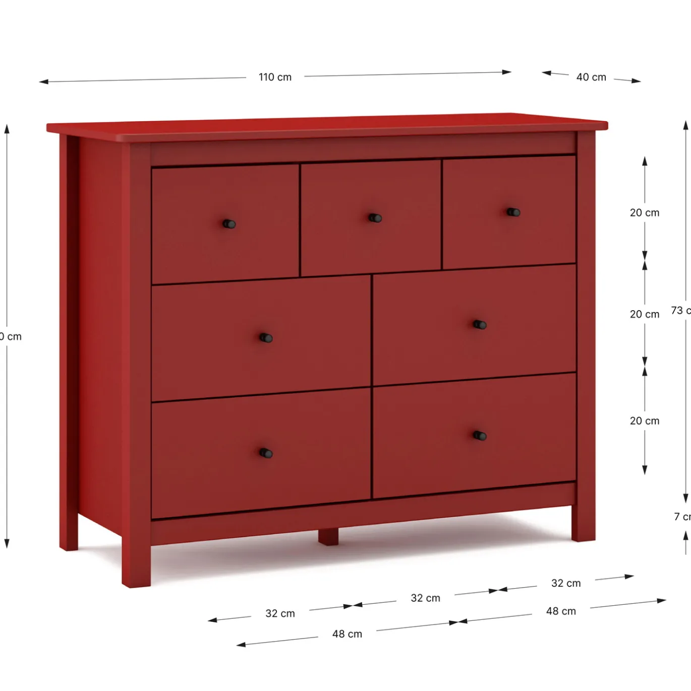 Kast Misti 4+3L Burgundy - Giga Meubel