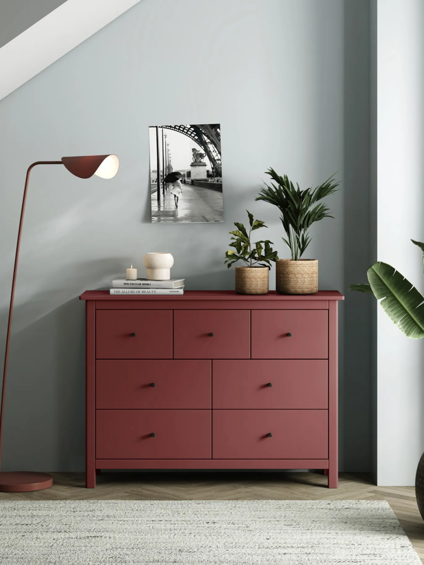 Kast Misti 4+3L Burgundy - Giga Meubel