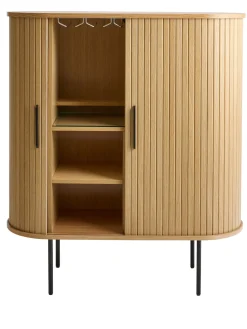 Kast Nola Naturel met Glazenrek - Giga Living
