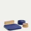 Kave Home Aperitiefschaaltjes Bletz Set Blauw En Naturel Acaciahout